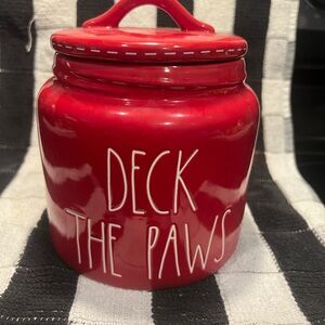 Rae Dunn Red Holiday Canister - Deck the Paws